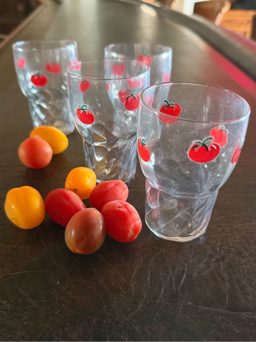 VIntage MCM tomato juice glasses set of 4 swirl bottom